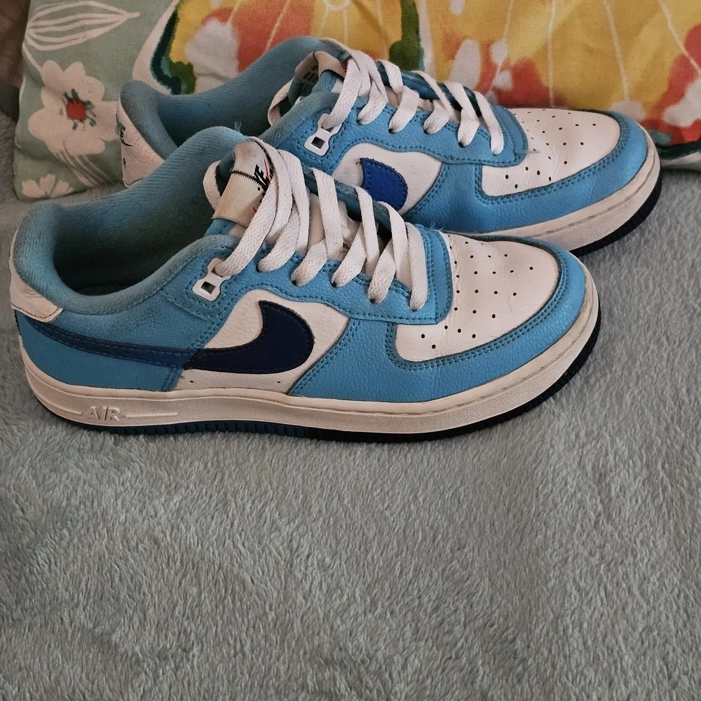 Nike Blue and White Air Force 1 Sneakers